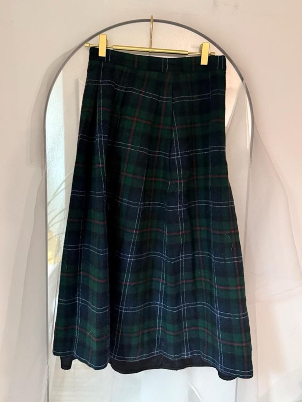 Vintage Woolrich Classic Green Navy Plaid A-Line Midi Skirt US 8 - Picture 3 of 3
